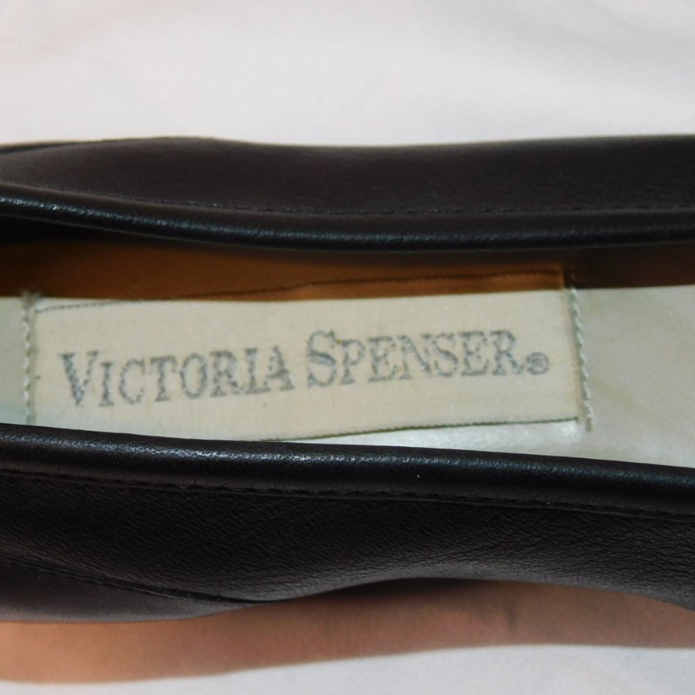 Victoria Spencer Black Leather Flats Size 6.5W NEW - Picture 6 of 7